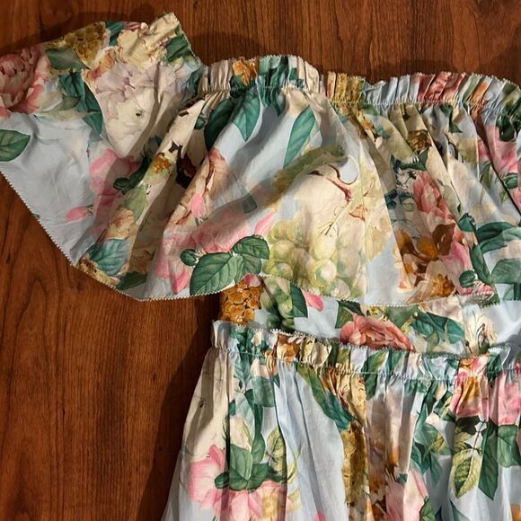 Cara Cara Marta Off-Shoulder Tiered Floral Poplin Midi Dress Size 6 - Picture 5 of 5